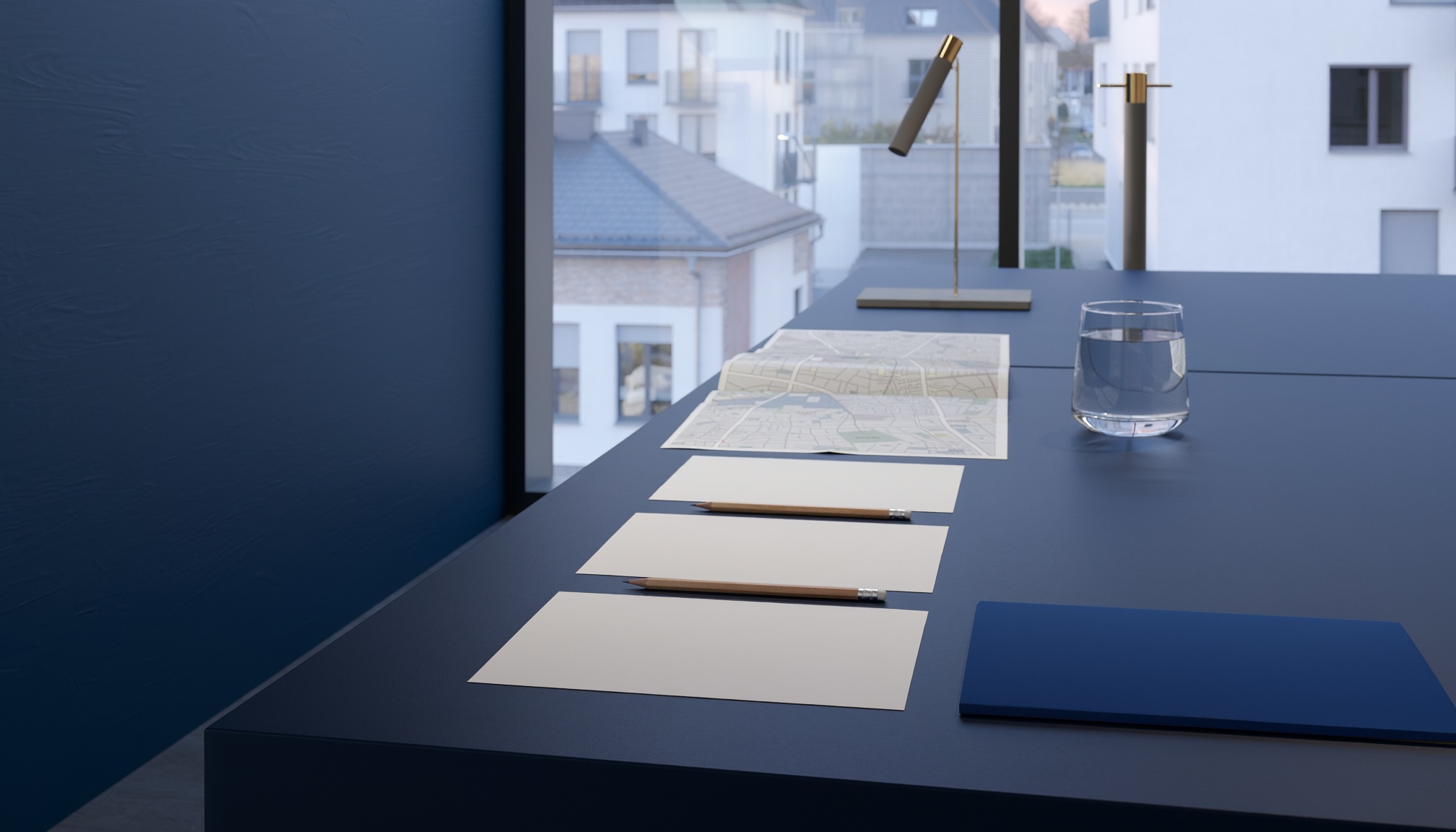 Generierte Visualisierung eines vorbereiteten Arbeitsplatzes mit Standortplan